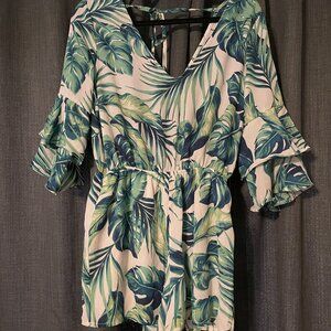 Haute Monde Jumper Lined Banana Leaf Print Size L NWOT